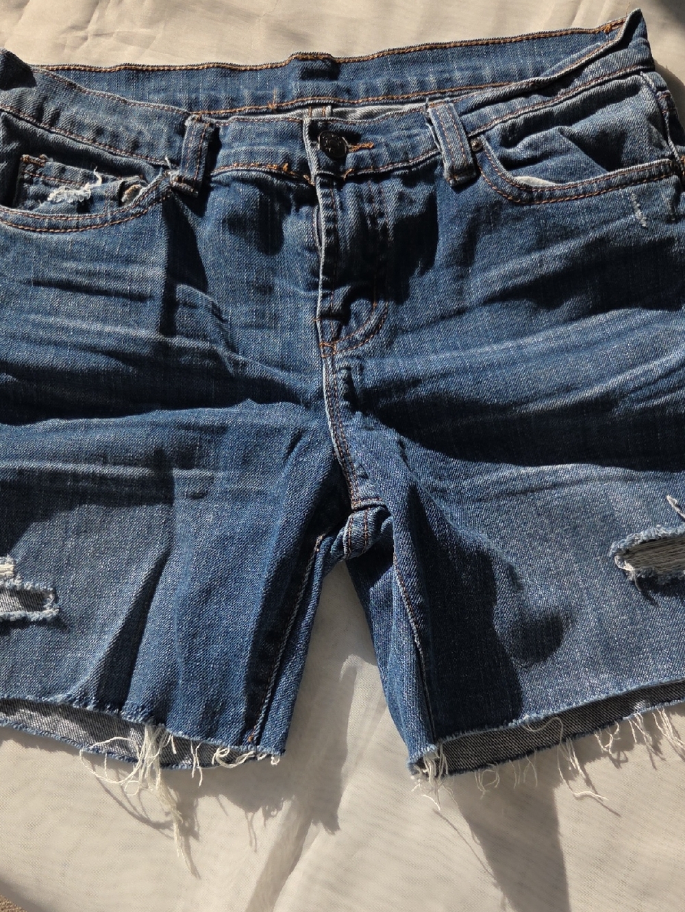 dELiA*s Distressed Dark Blue Denim Cutoff Shorts